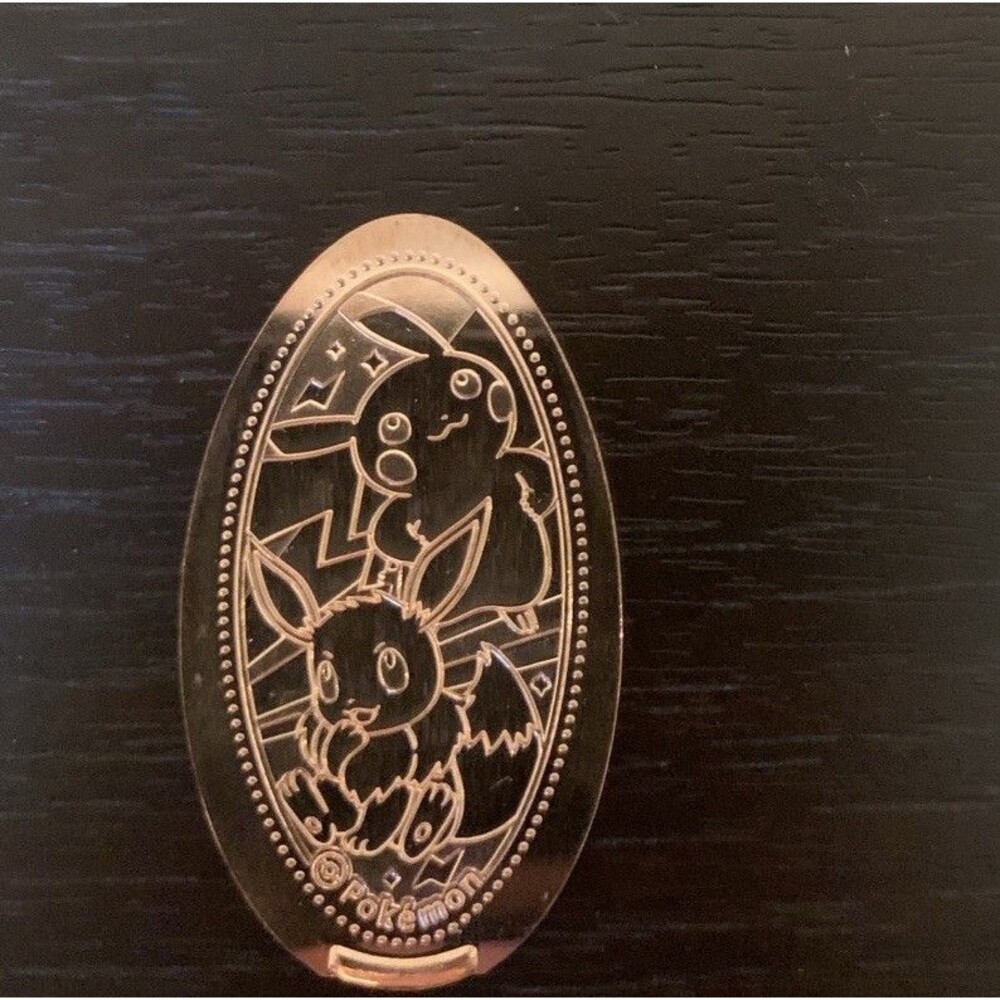 Pokemon Center Eevee Pikachu Tokyo Pressed Penny Medallion Japan Elongated Coin